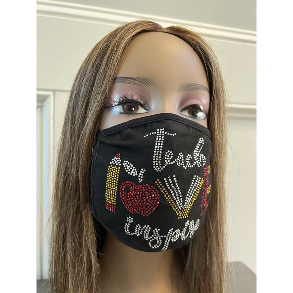 Teacher Inspire Rhinestone Bling Face Mask - Picture 4 of 10